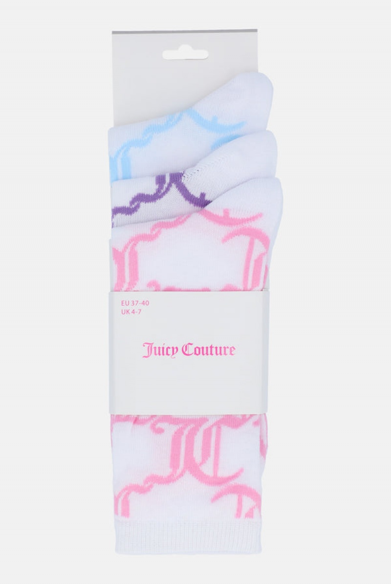 Multi Juicy Couture 3 Pack Logo Crew Socks | JC-SN652317