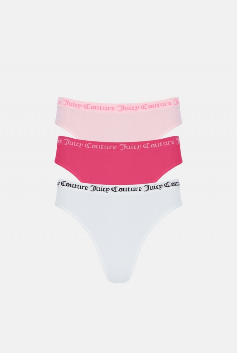 Multi Juicy Couture Flat Knit Seamless Thong Pack X3 | JC-SN652234