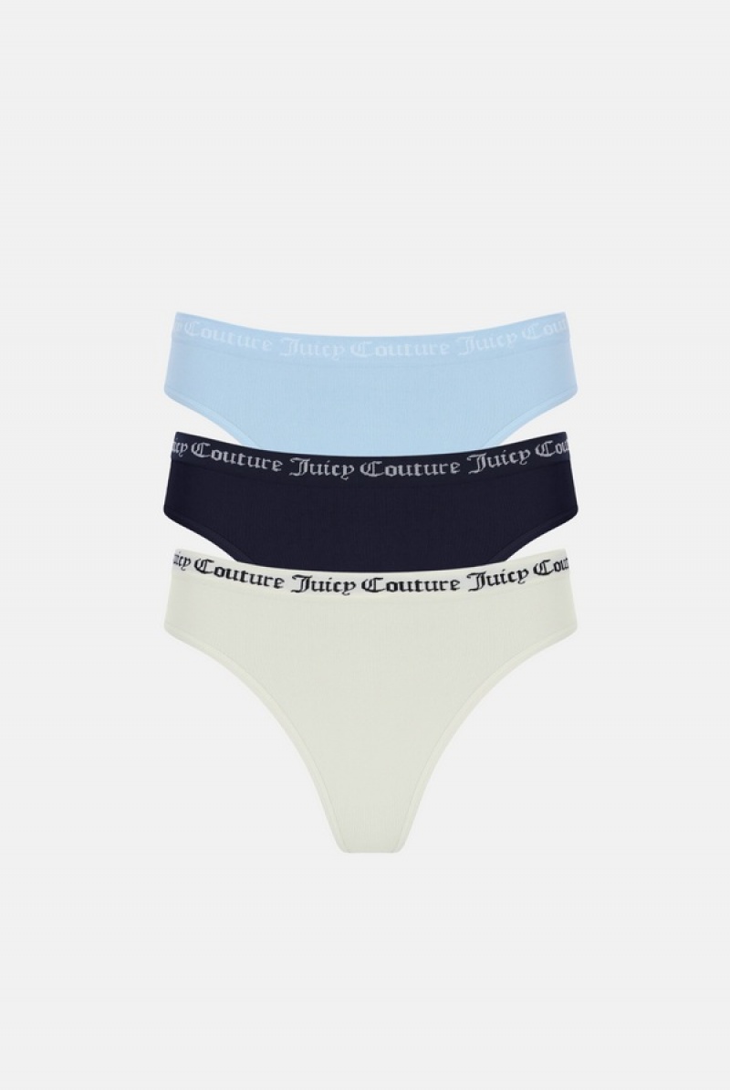 Multi Juicy Couture Flat Knit Seamless Thong Pack X3 | JC-SN652235