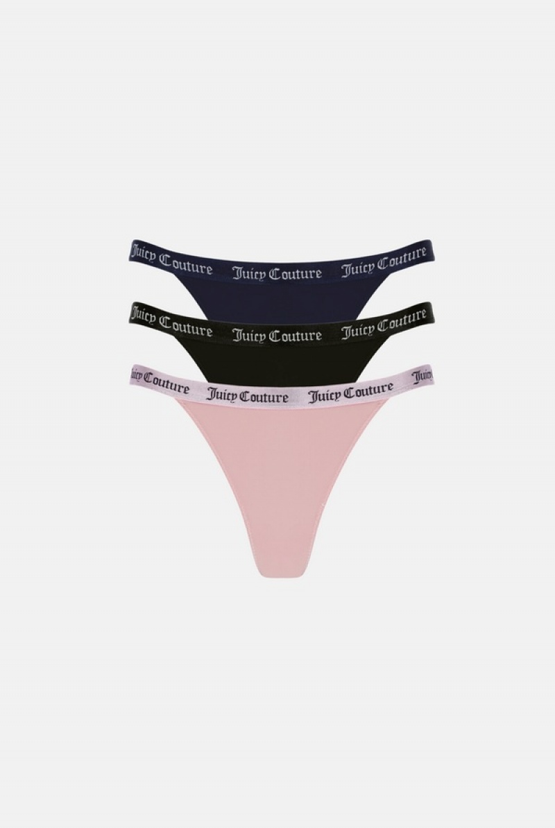 Multi Juicy Couture Lace Trim Tanga Briefs Pack X3 | JC-SN652241