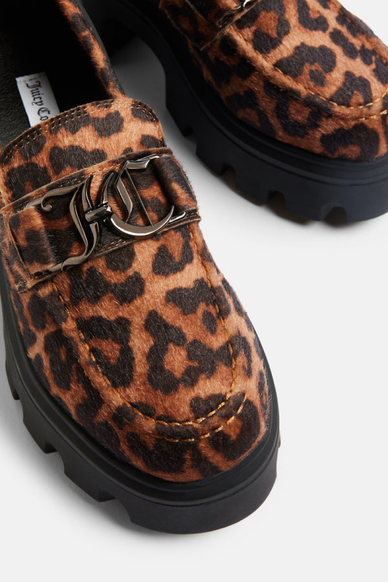 Multi Juicy Couture Leopard Hair-on Leather Track Loafer | JC-SN652181