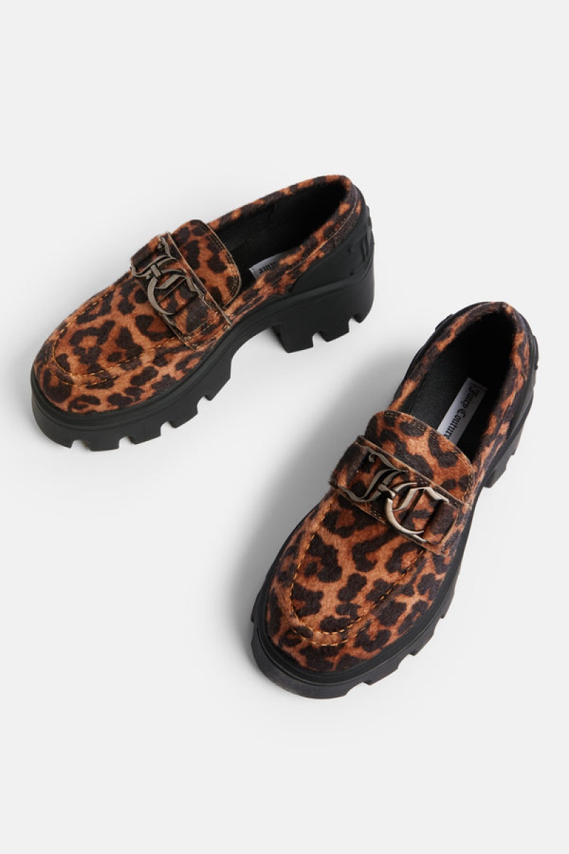 Multi Juicy Couture Leopard Hair-on Leather Track Loafer | JC-SN652181