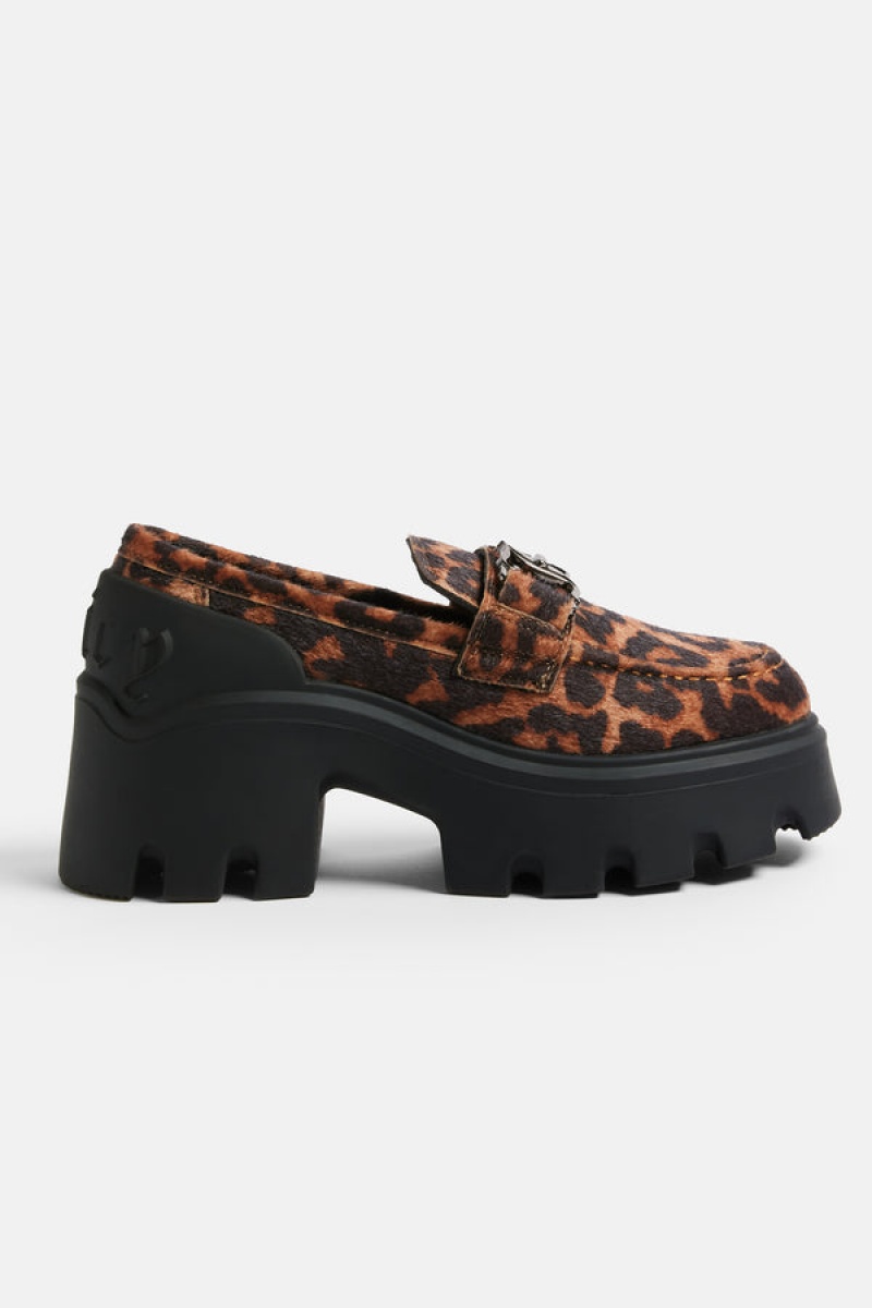 Multi Juicy Couture Leopard Hair-on Leather Track Loafer | JC-SN652181