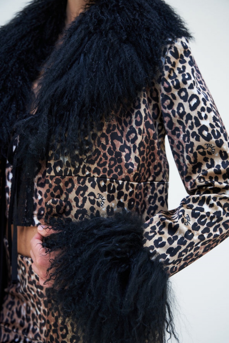 Multi Juicy Couture Leopard Print Mongolian Coat | JC-SN652303