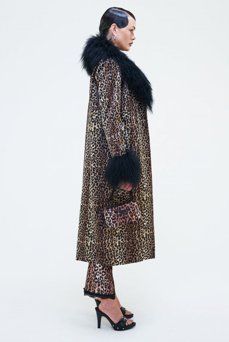 Multi Juicy Couture Leopard Print Mongolian Coat | JC-SN652303