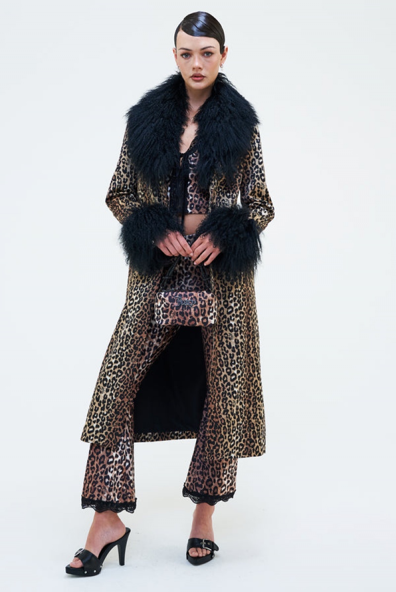 Multi Juicy Couture Leopard Print Mongolian Coat | JC-SN652303