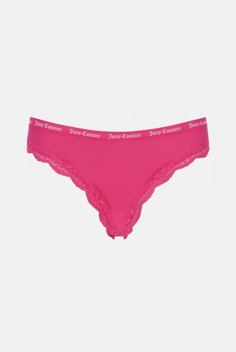 Multi Juicy Couture Microfiber Lace Trim Thongs Pack X 3 | JC-SN652239