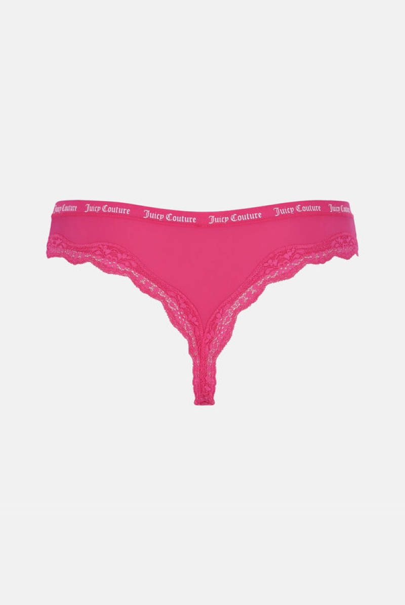 Multi Juicy Couture Microfiber Lace Trim Thongs Pack X 3 | JC-SN652239