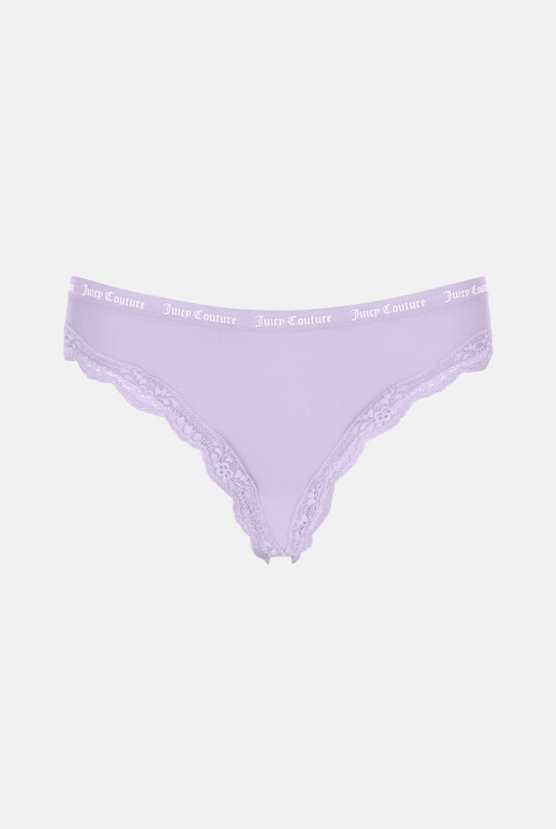 Multi Juicy Couture Microfiber Lace Trim Thongs Pack X 3 | JC-SN652239