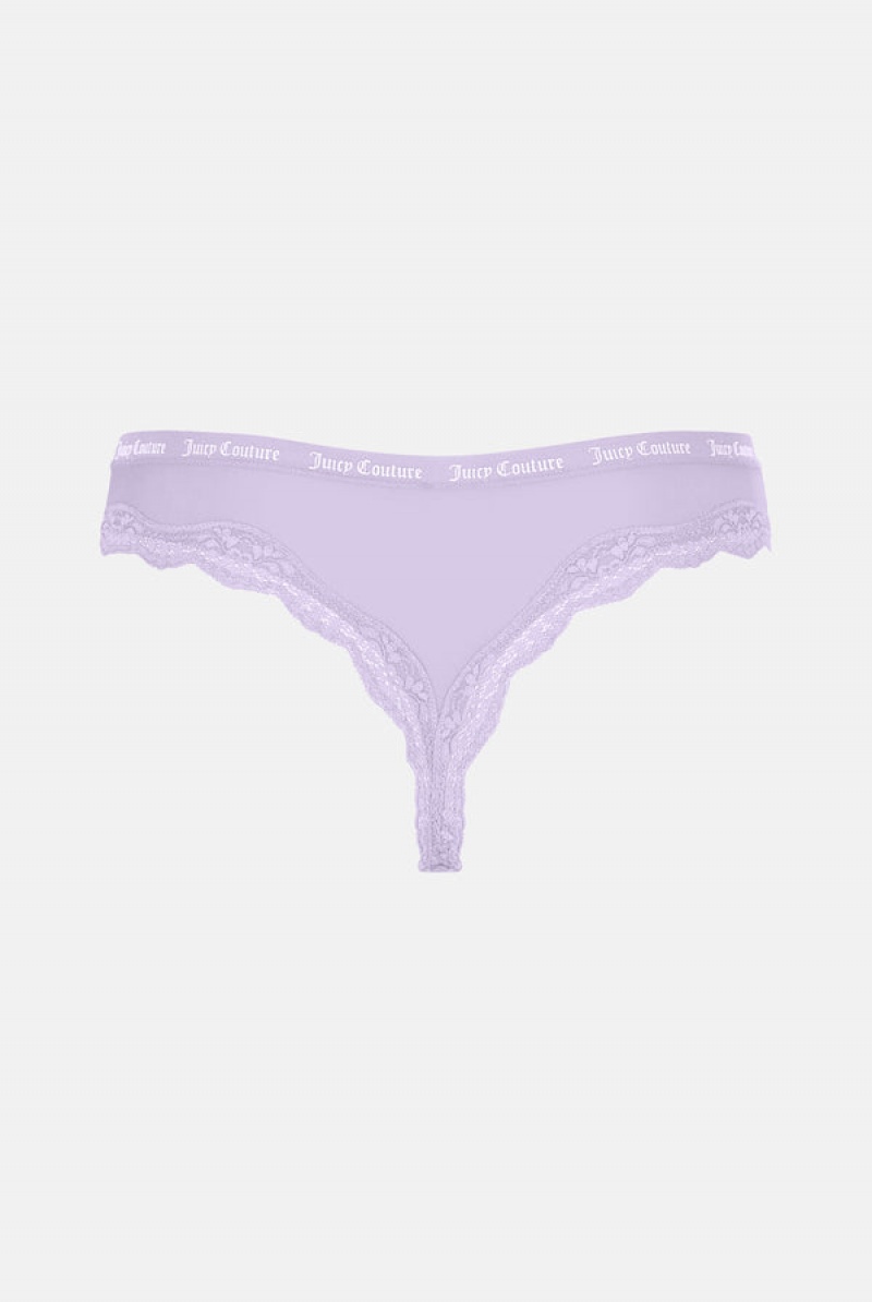 Multi Juicy Couture Microfiber Lace Trim Thongs Pack X 3 | JC-SN652239