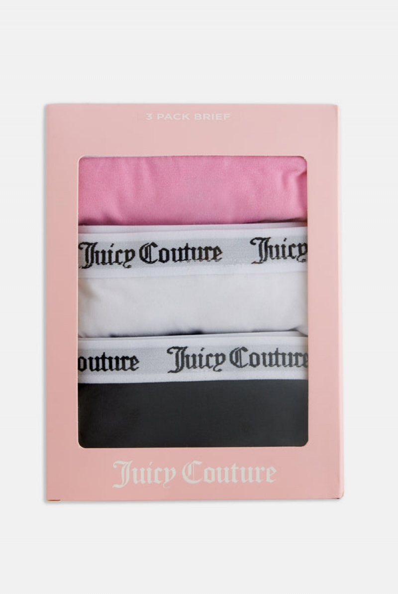 Multi Juicy Couture Pack Of 3 Cotton Branded Waistband Briefs | JC-SN652265