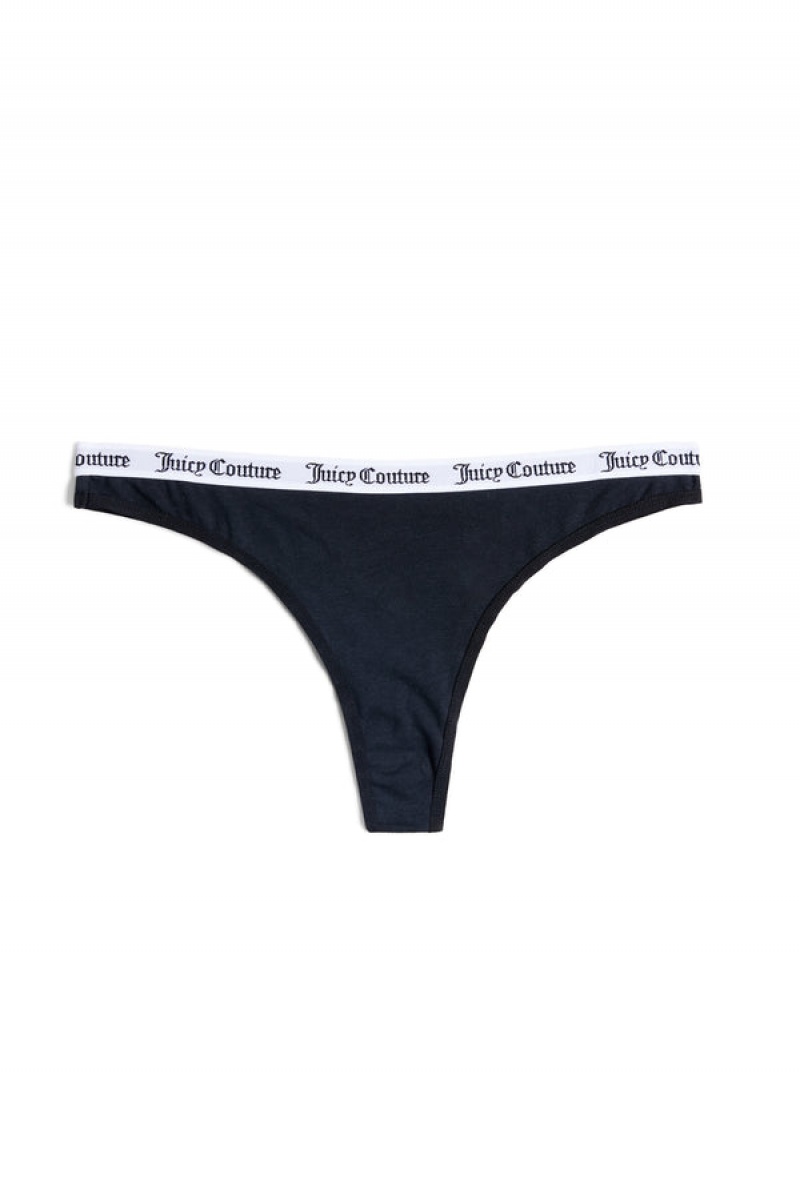 Multi Juicy Couture Pack Of 3 Cotton Branded Waistband Thongs | JC-SN652267