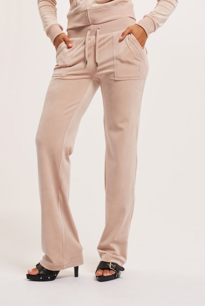 Mushroom Juicy Couture Classic Velour Del Ray Pocketed Bottoms | JC-SN652133