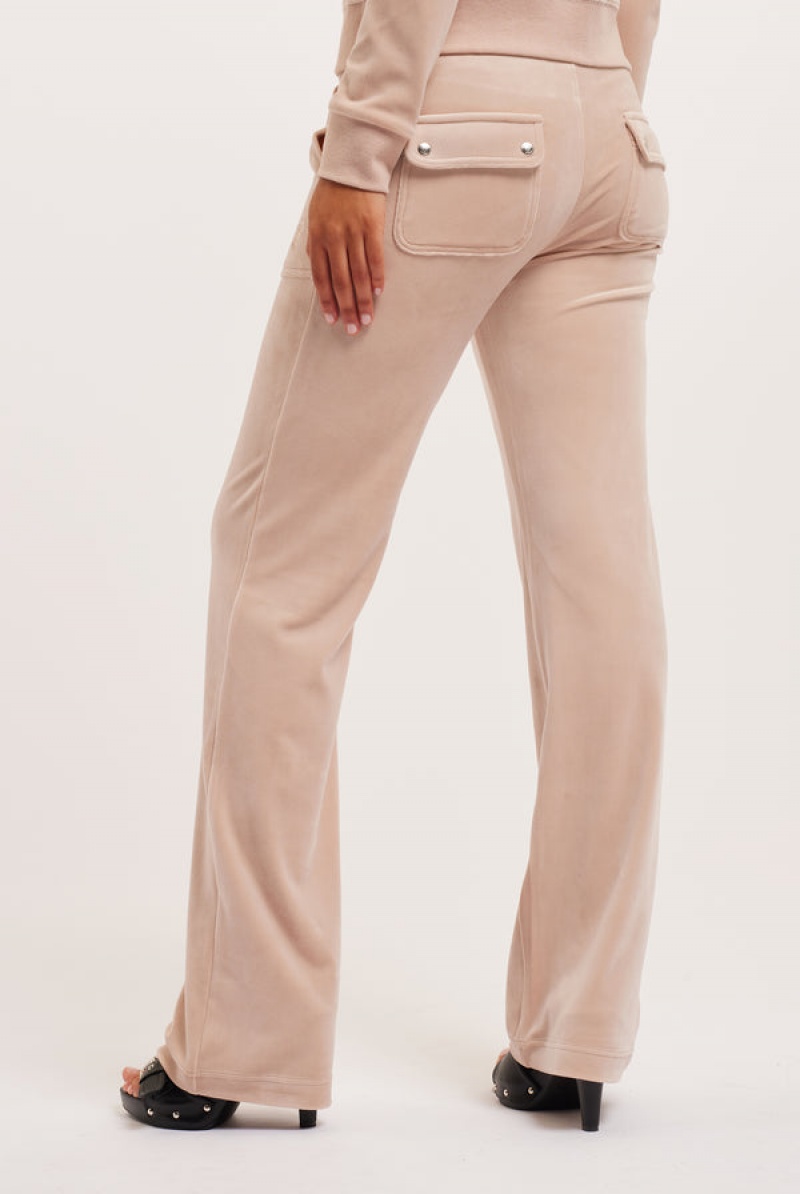 Mushroom Juicy Couture Classic Velour Del Ray Pocketed Bottoms | JC-SN652133