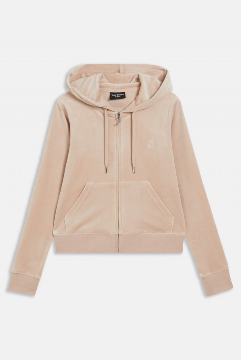 Mushroom Juicy Couture Classic Velour Robertson Hoodie | JC-SN652136