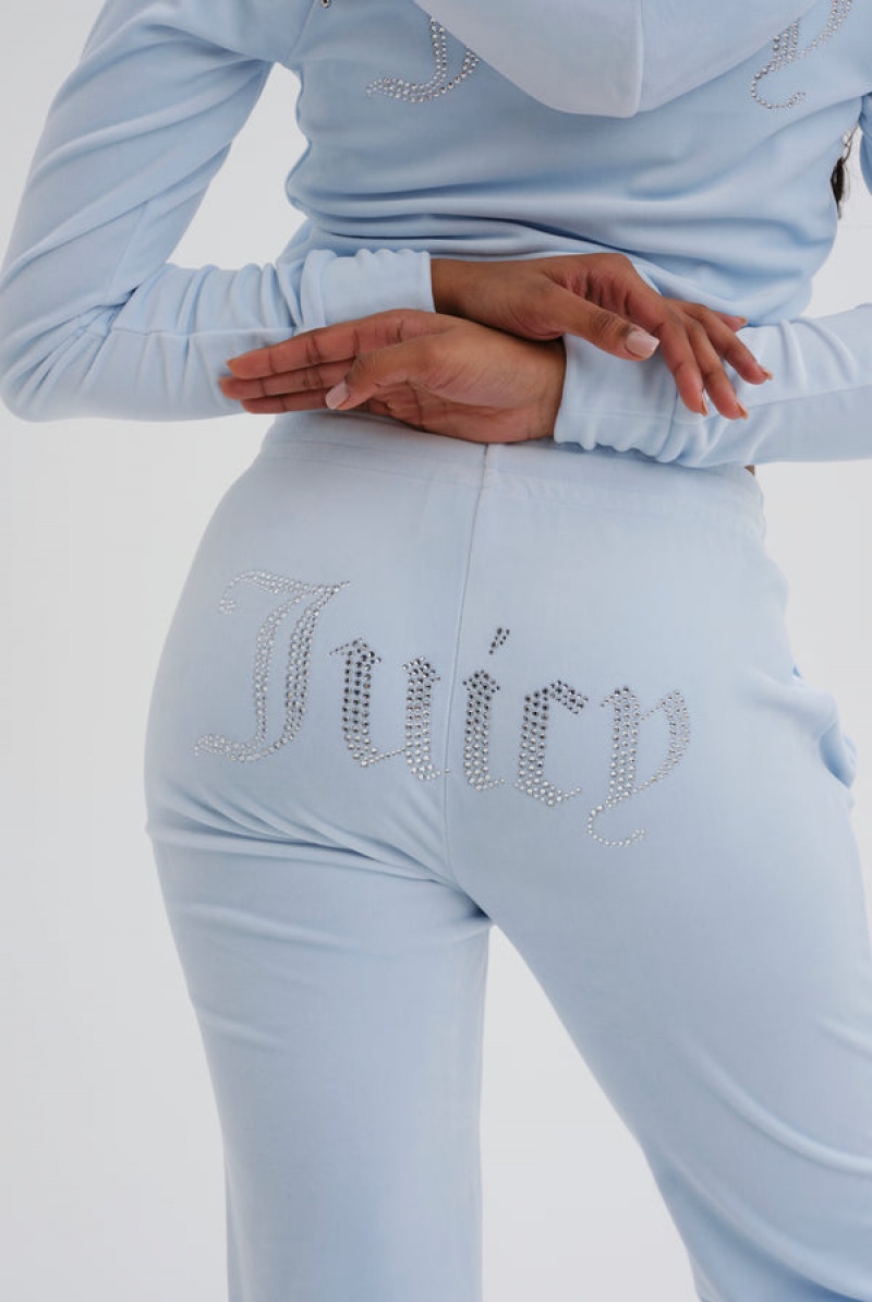 Nantucket Breeze Juicy Couture Velour Diamante Tracksuit Bottom | JC-SN652140