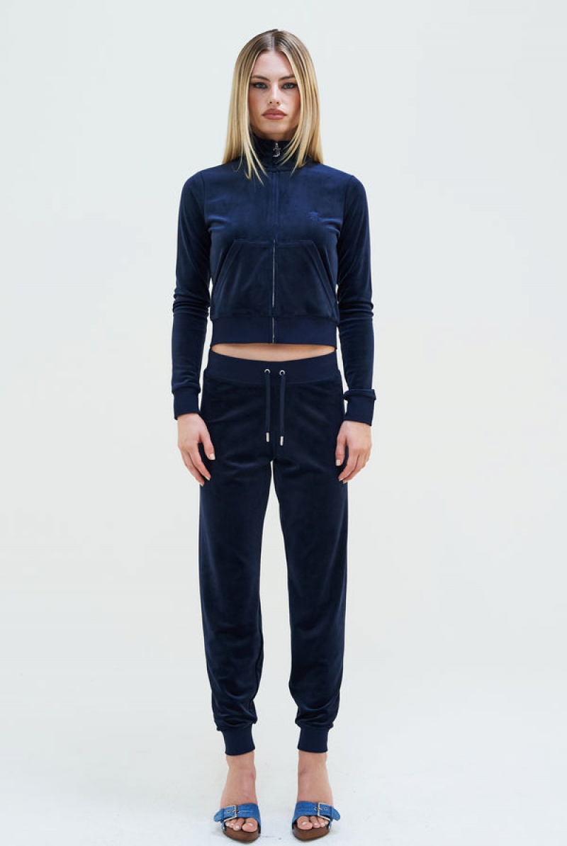 Navy Juicy Couture Classic Velour Cuffed Jogger | JC-SN652011