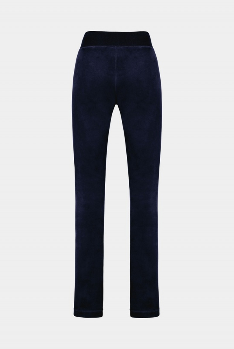 Navy Juicy Couture Low Rise Flare Classic Velour Track Pant | JC-SN652054