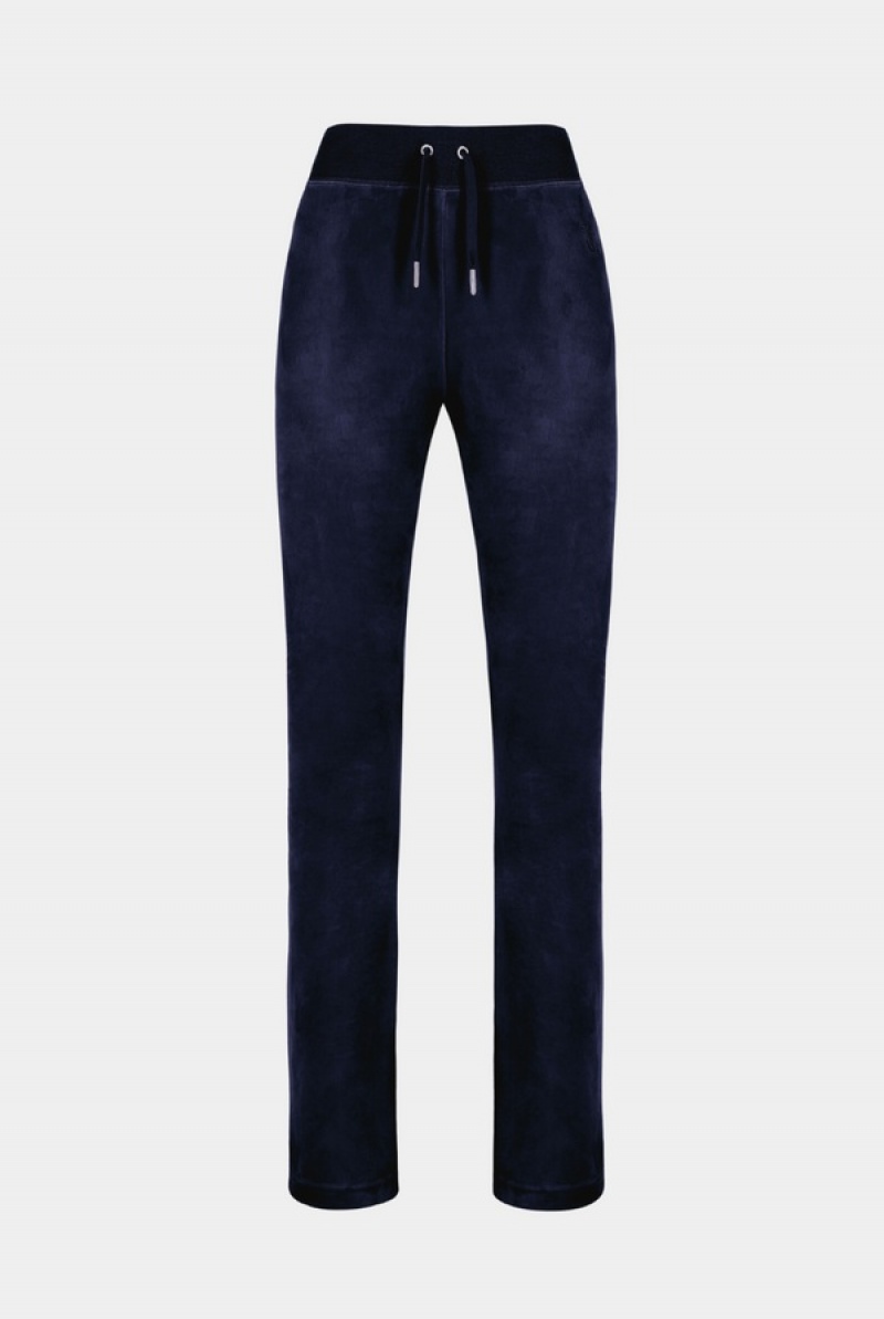 Navy Juicy Couture Low Rise Flare Classic Velour Track Pant | JC-SN652054