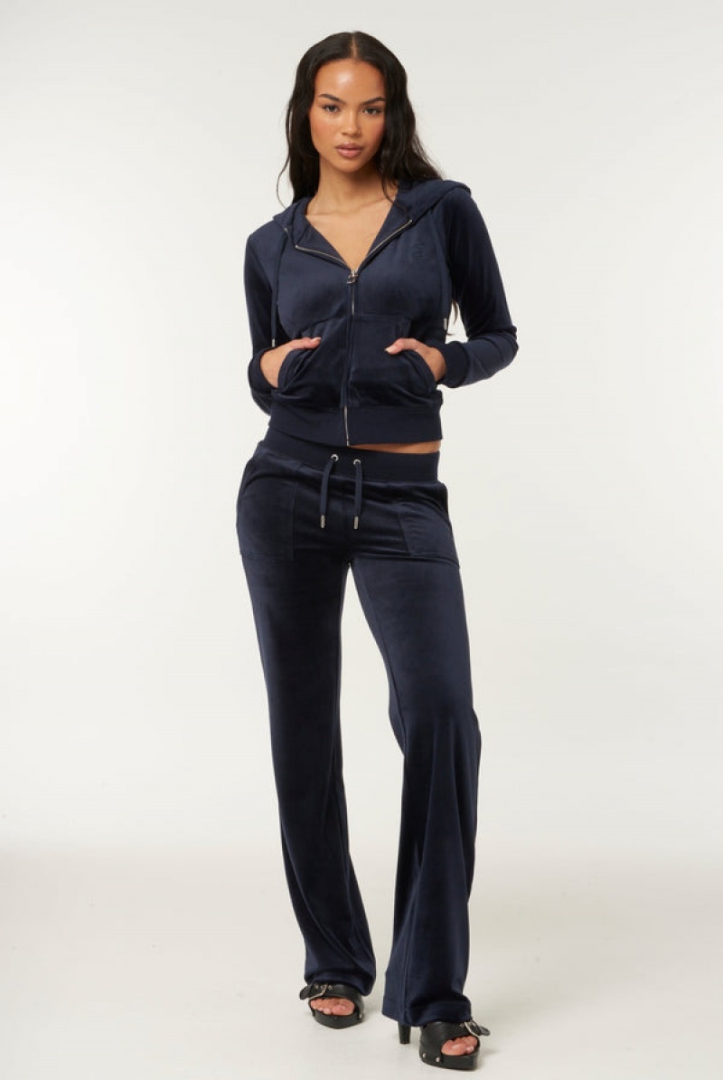 Night Sky Juicy Couture Classic Velour Del Ray Pocketed Bottoms | JC-SN652131