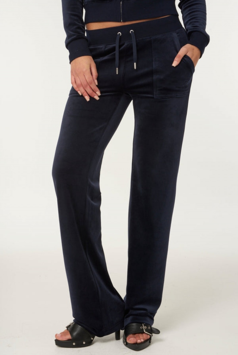 Night Sky Juicy Couture Classic Velour Del Ray Pocketed Bottoms | JC-SN652131