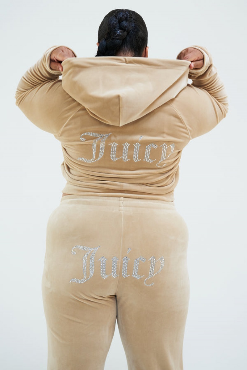 Nomad Juicy Couture Diamante Velour Zip-through Hoodie | JC-SN652098