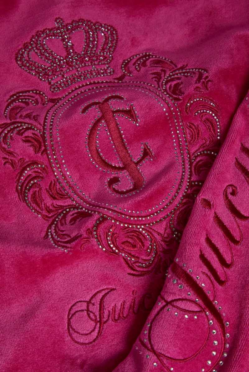 Nostalgia Pink Juicy Couture Bamboo Velour Heritage Crest Hoodie | JC-SN651953