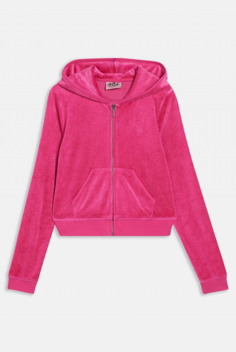 Nostalgia Pink Juicy Couture Bamboo Velour Heritage Hoodie | JC-SN652156