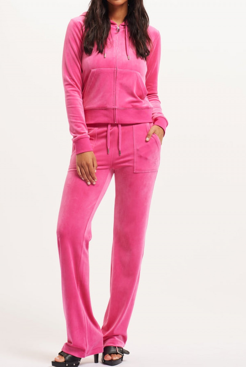 Nostalgia Pink Juicy Couture Classic Velour Del Ray Pocketed Bottoms | JC-SN652107