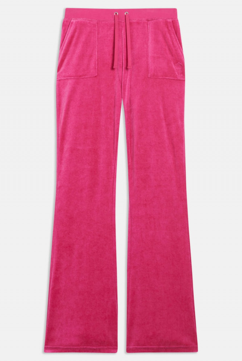 Nostalgia Pink Juicy Couture Ultra Low Rise Bamboo Velour Heritage Pocketed Bottoms | JC-SN652155