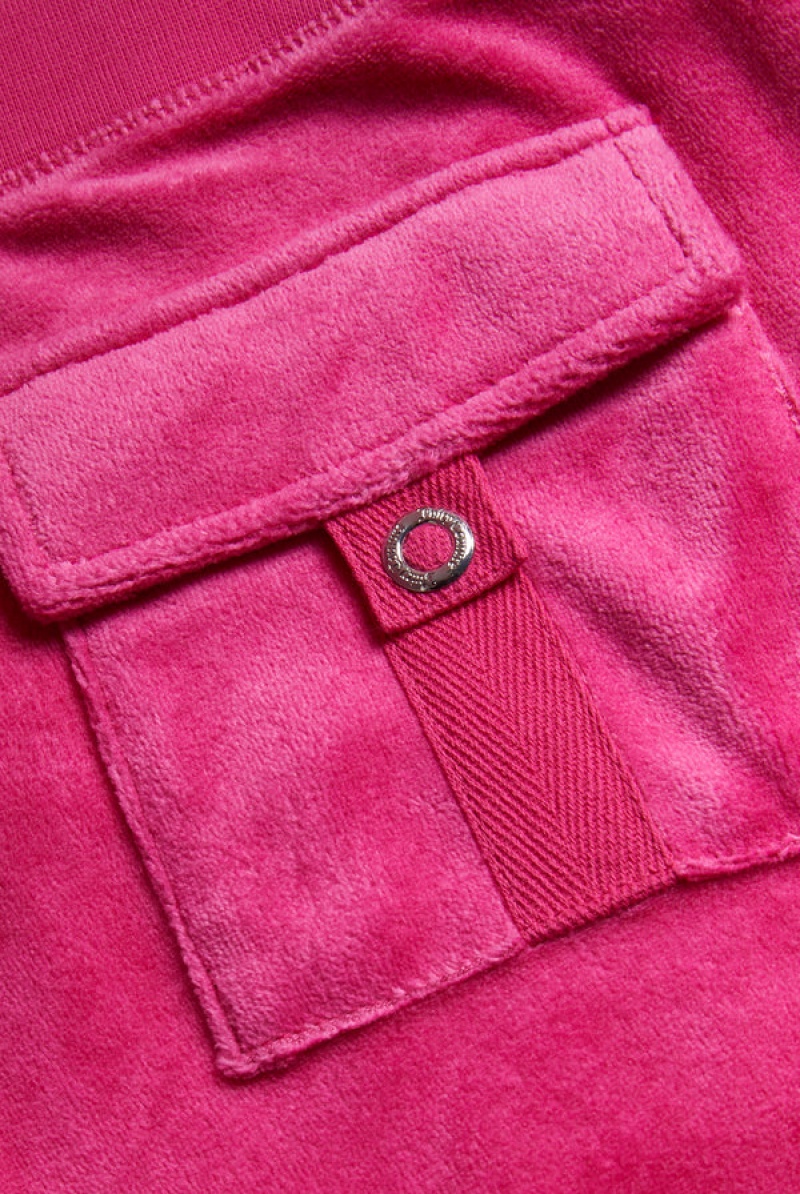 Nostalgia Pink Juicy Couture Ultra Low Rise Bamboo Velour Heritage Pocketed Bottoms | JC-SN652155