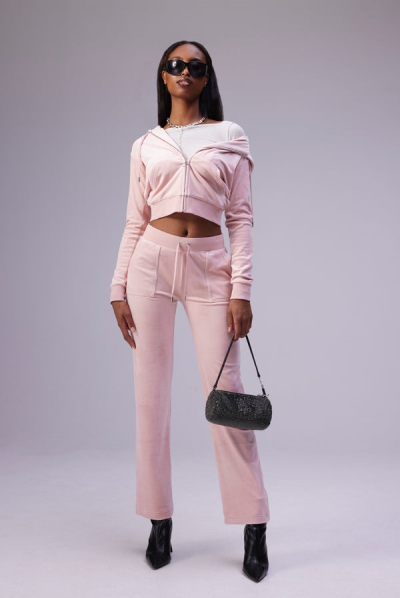 Pale Pink Juicy Couture Classic Velour Del Ray Pocketed Bottoms | JC-SN652129