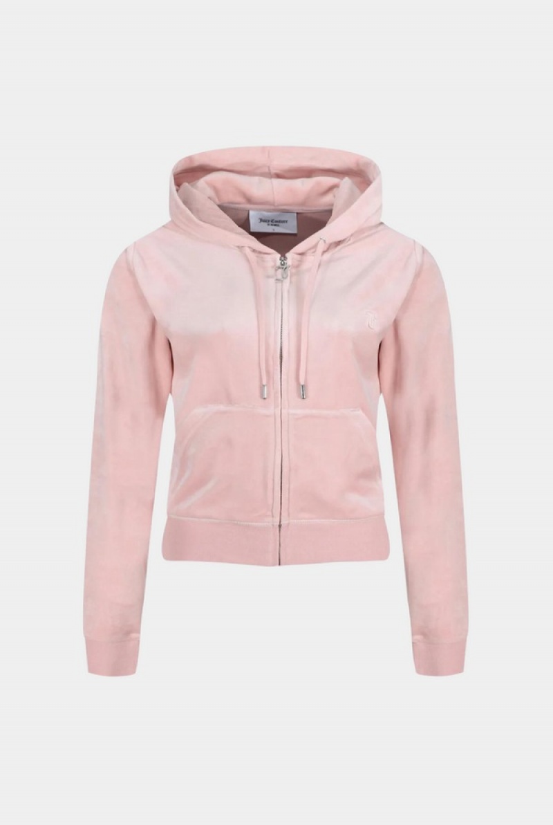 Pale Pink Juicy Couture Classic Velour Robertson Hoodie | JC-SN652130