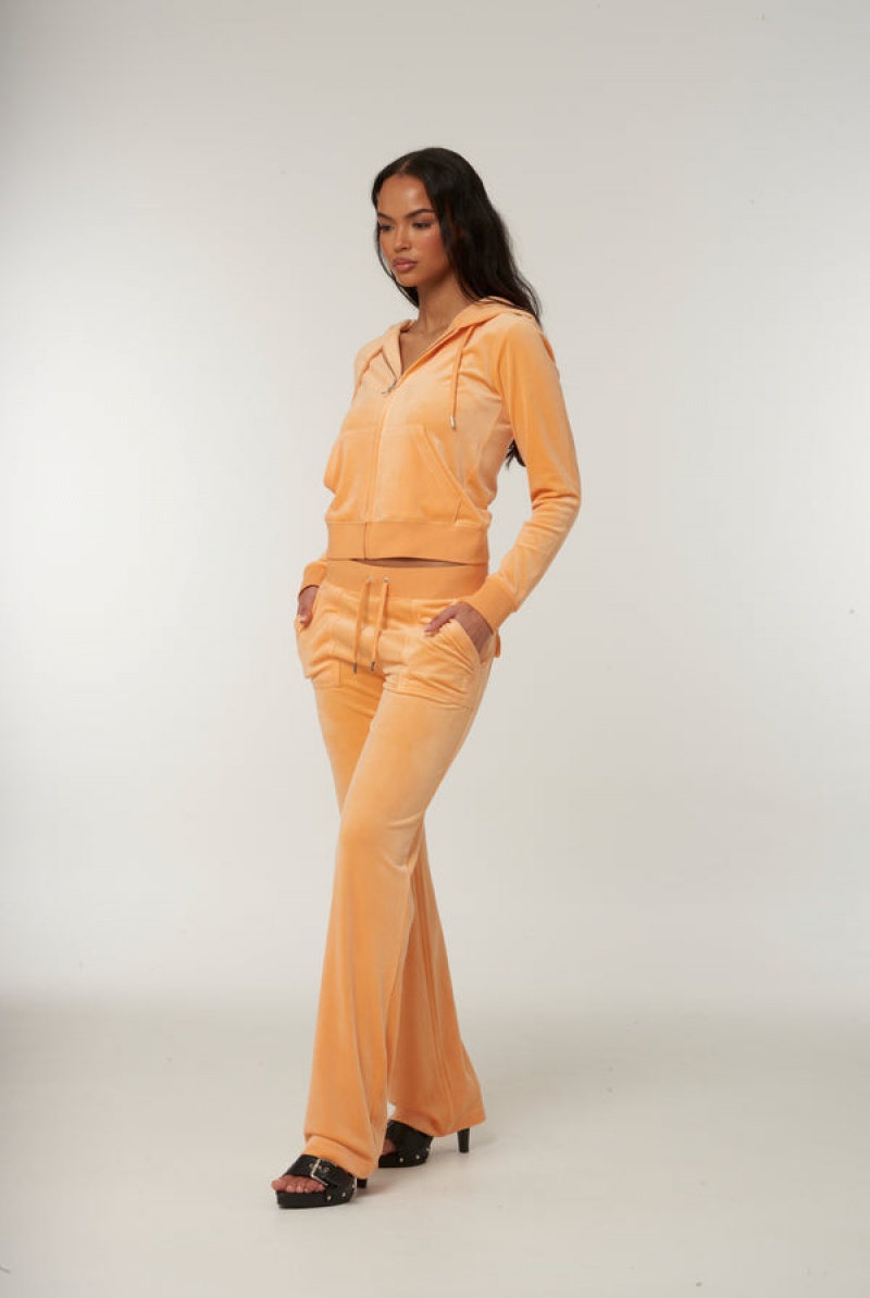 Papaya Juicy Couture Classic Velour Del Ray Pocketed Bottoms | JC-SN651981