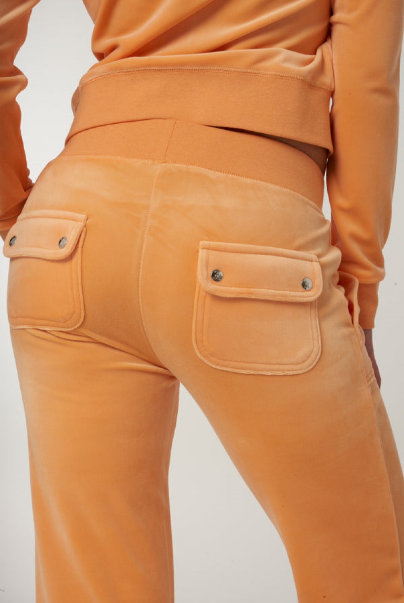 Papaya Juicy Couture Classic Velour Del Ray Pocketed Bottoms | JC-SN651981