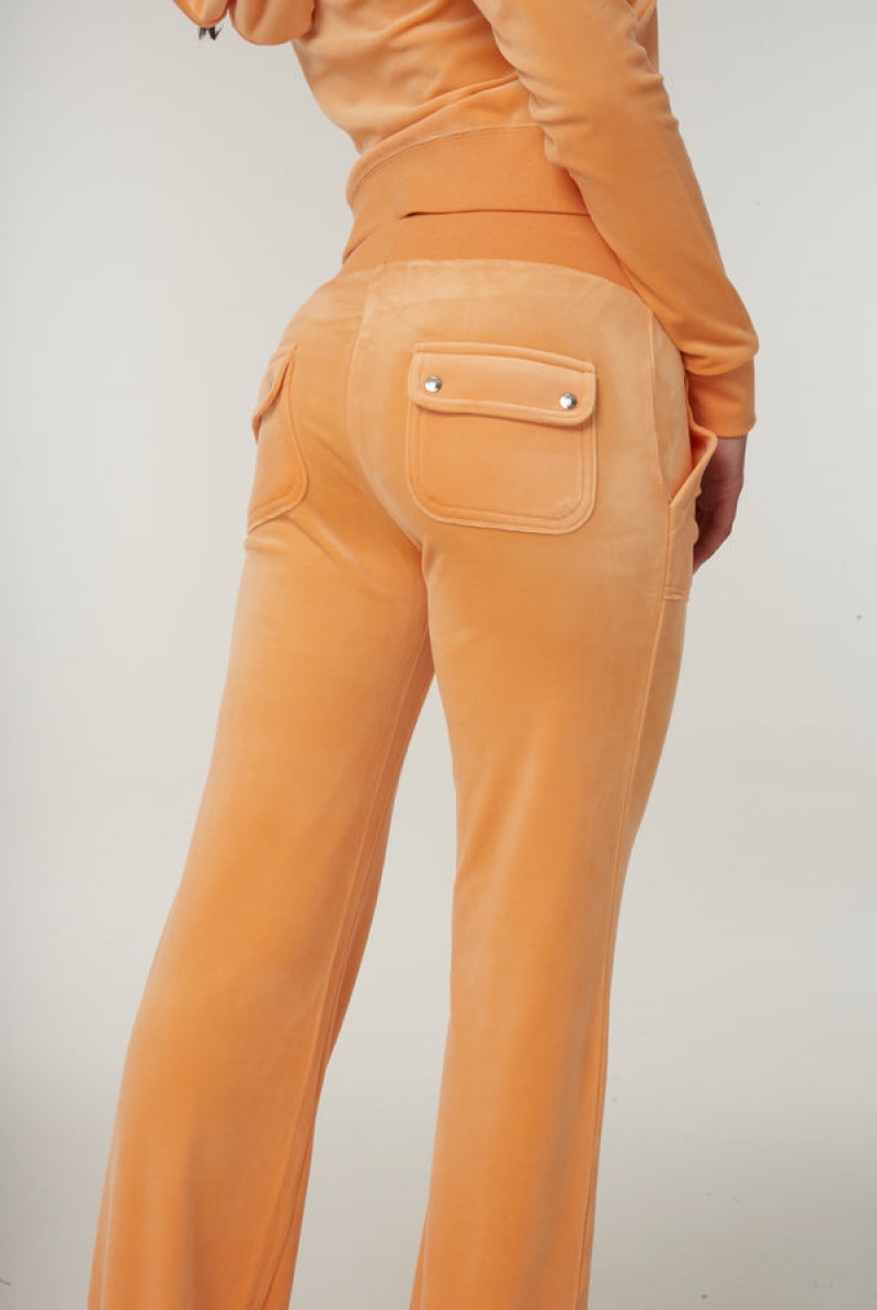 Papaya Juicy Couture Classic Velour Del Ray Pocketed Bottoms | JC-SN651981