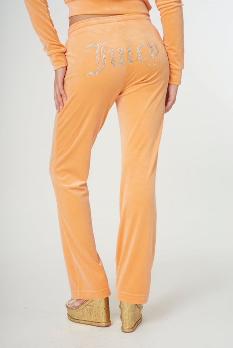 Papaya Juicy Couture Velour Diamante Tracksuit Bottom | JC-SN651979