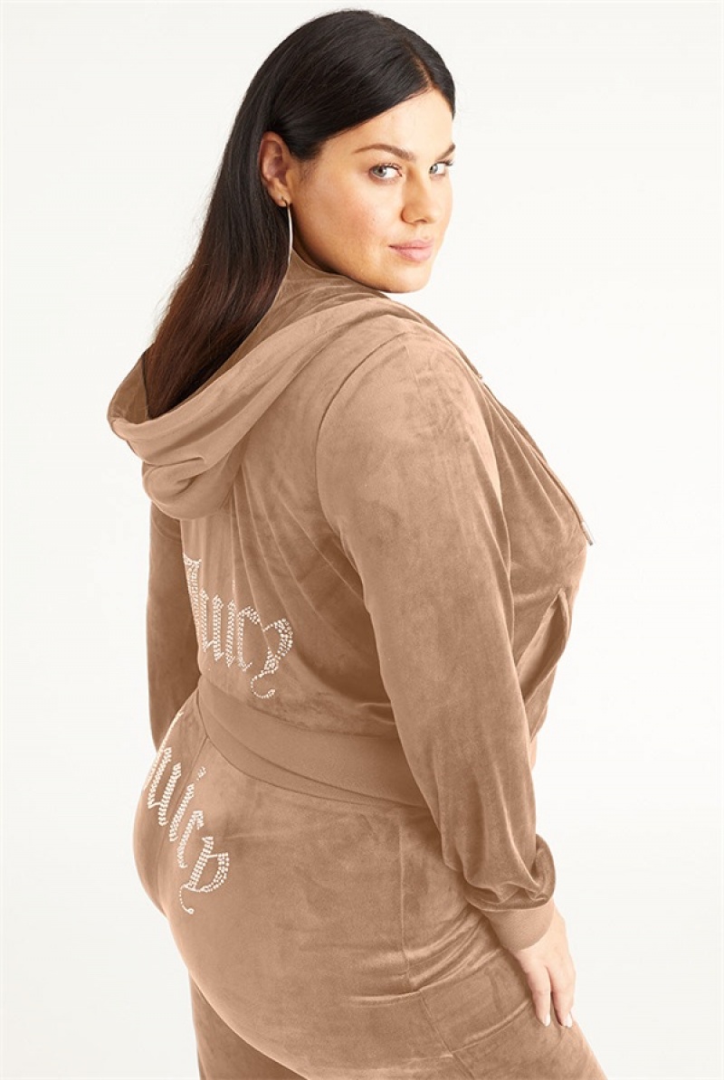 Pewter Juicy Couture Plus-size Og Big Bling Velour Hoodie | JC-SN651529