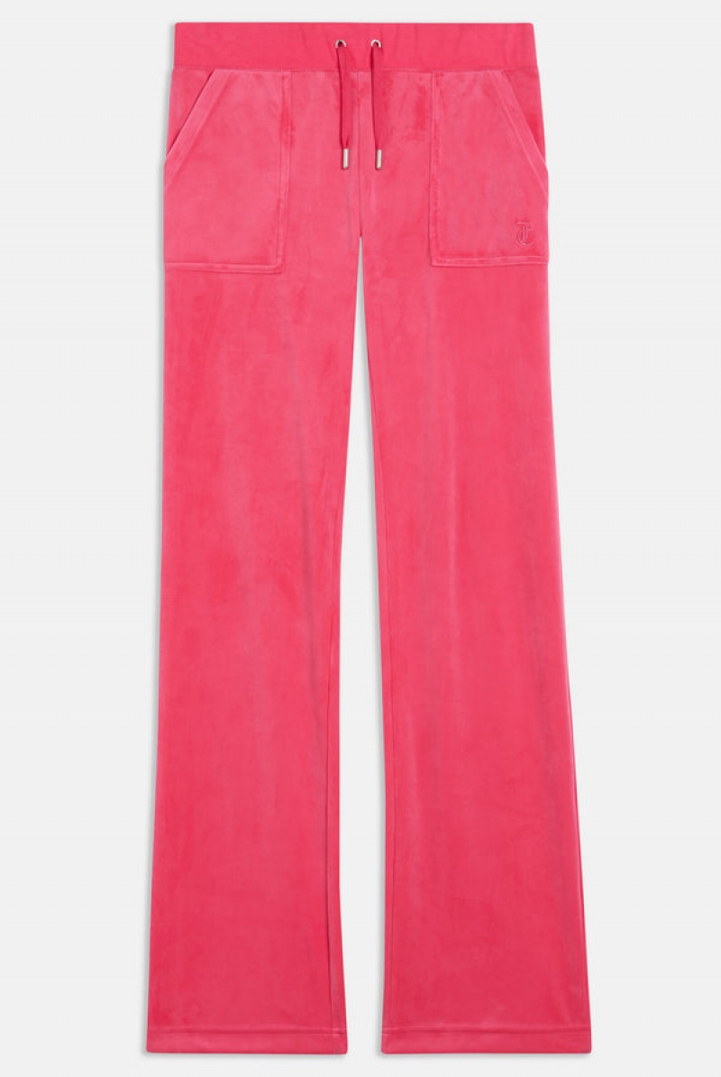 Pink Glo Juicy Couture Classic Velour Del Ray Pocketed Bottoms | JC-SN652102