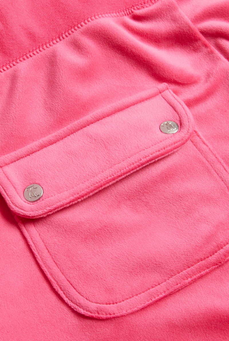 Pink Glo Juicy Couture Classic Velour Del Ray Pocketed Bottoms | JC-SN652102