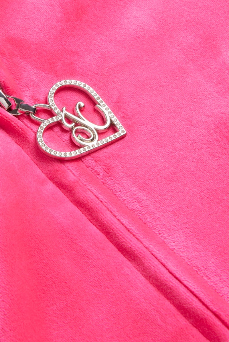 Pink Glo Juicy Couture Classic Velour Scatter Bead Hoodie | JC-SN652120