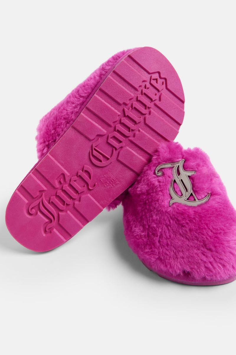 Pink Glo Juicy Couture Closed Toe Faux Fur Slipper | JC-SN652190