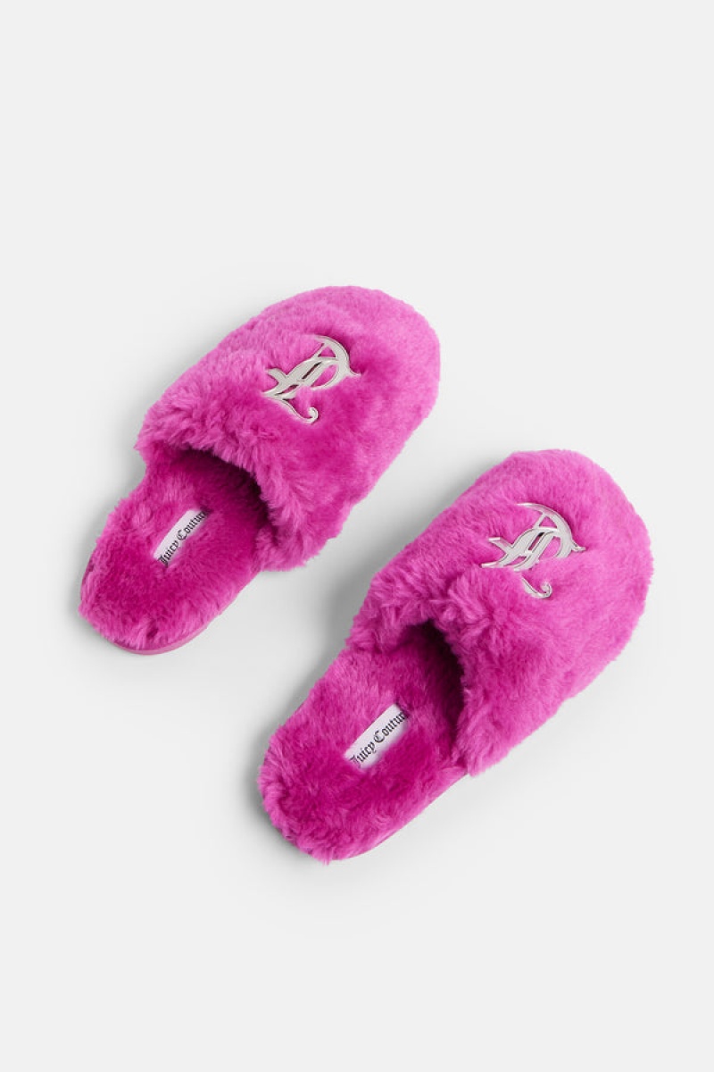 Pink Glo Juicy Couture Closed Toe Faux Fur Slipper | JC-SN652190