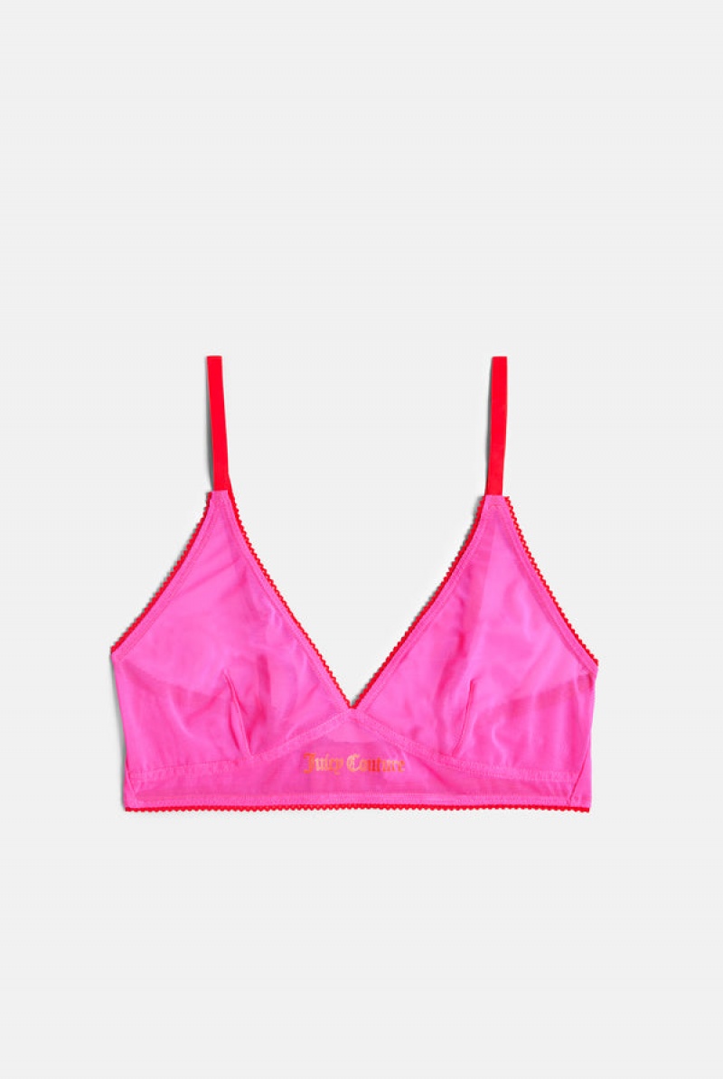 Pink Glo Juicy Couture Mesh Scallop Edge Triangle Bra | JC-SN652254