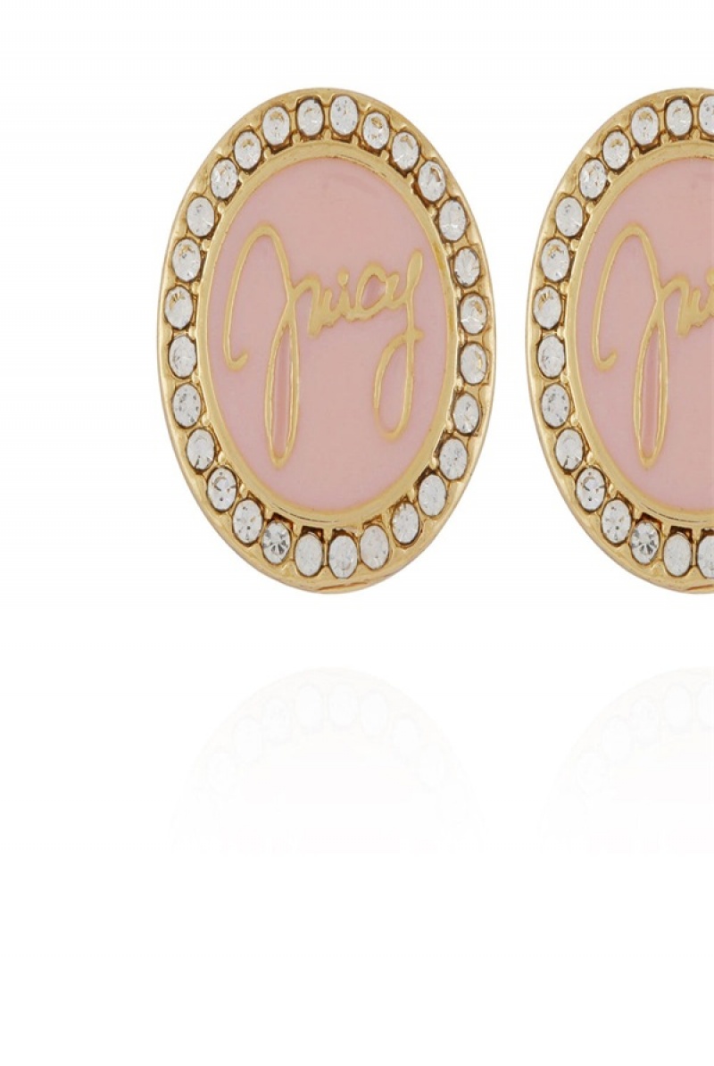 Pink Juicy Couture Circle Rhinestone Stud Earrings | JC-SN651900