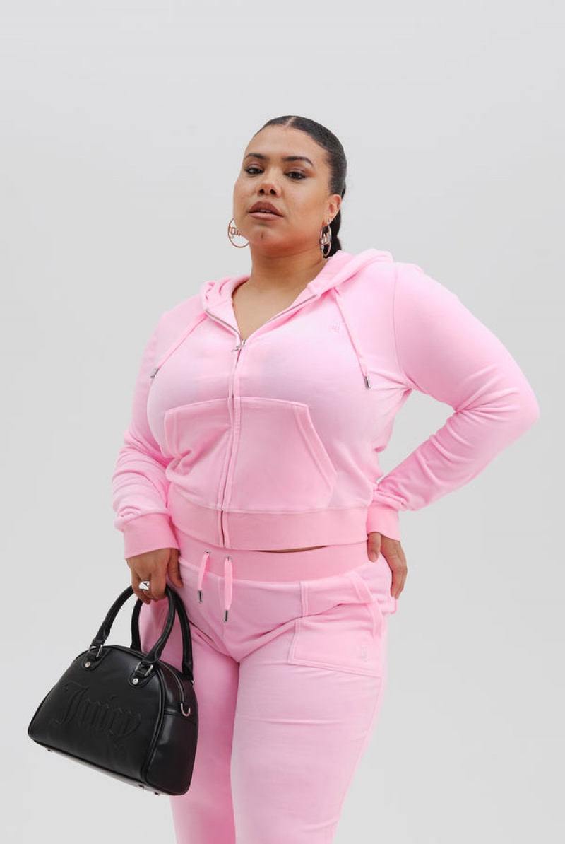 Pink Juicy Couture Classic Velour Robertson Hoodie | JC-SN651947