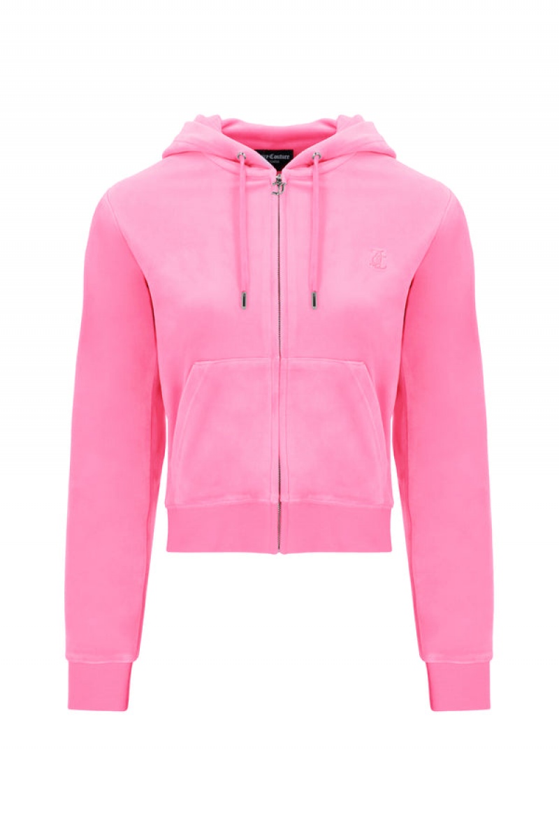 Pink Juicy Couture Classic Velour Robertson Hoodie | JC-SN651947