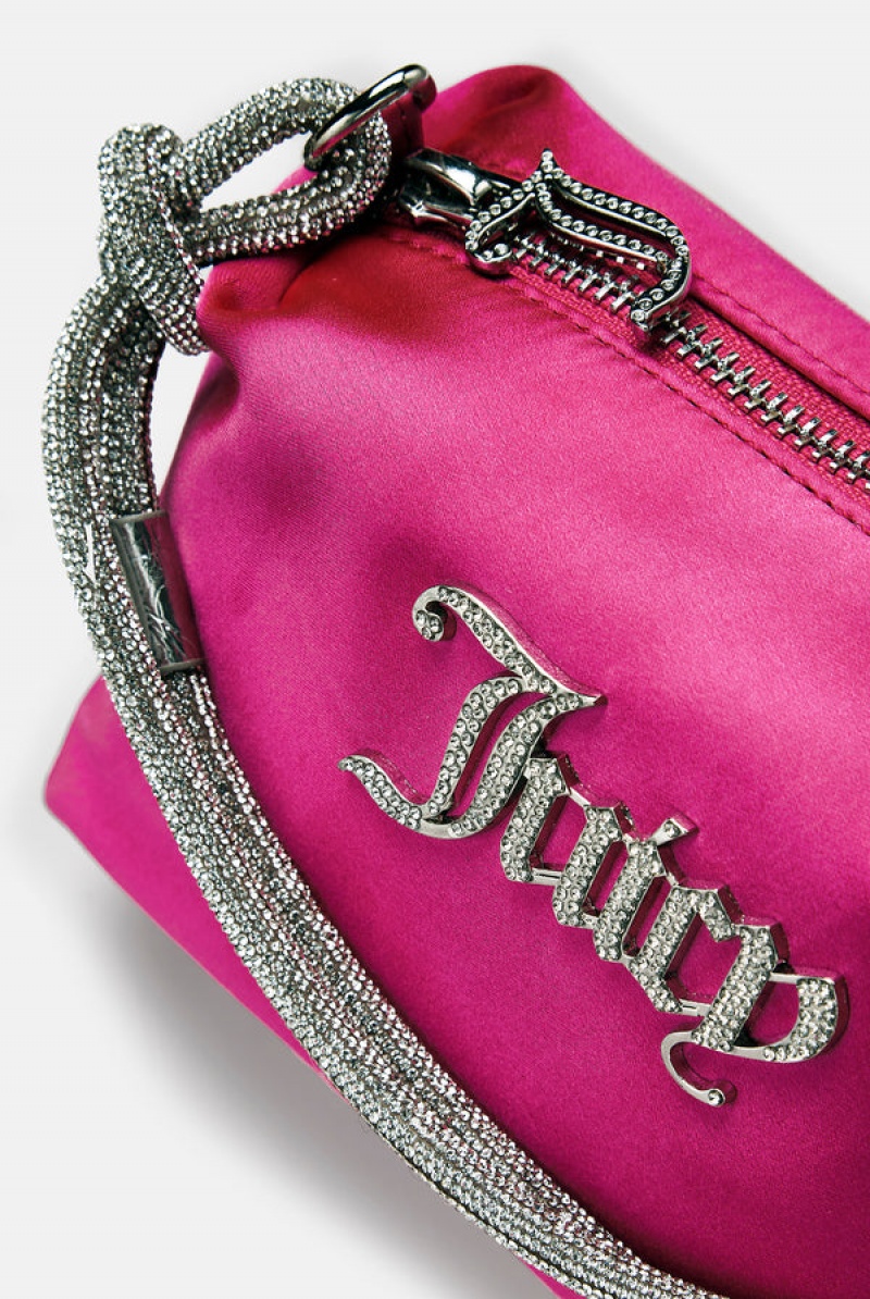 Pink Juicy Couture Diamante Square Silk Satin Handbag | JC-SN652217