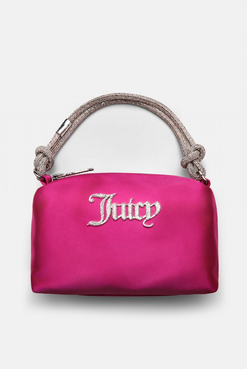 Pink Juicy Couture Diamante Square Silk Satin Handbag | JC-SN652217