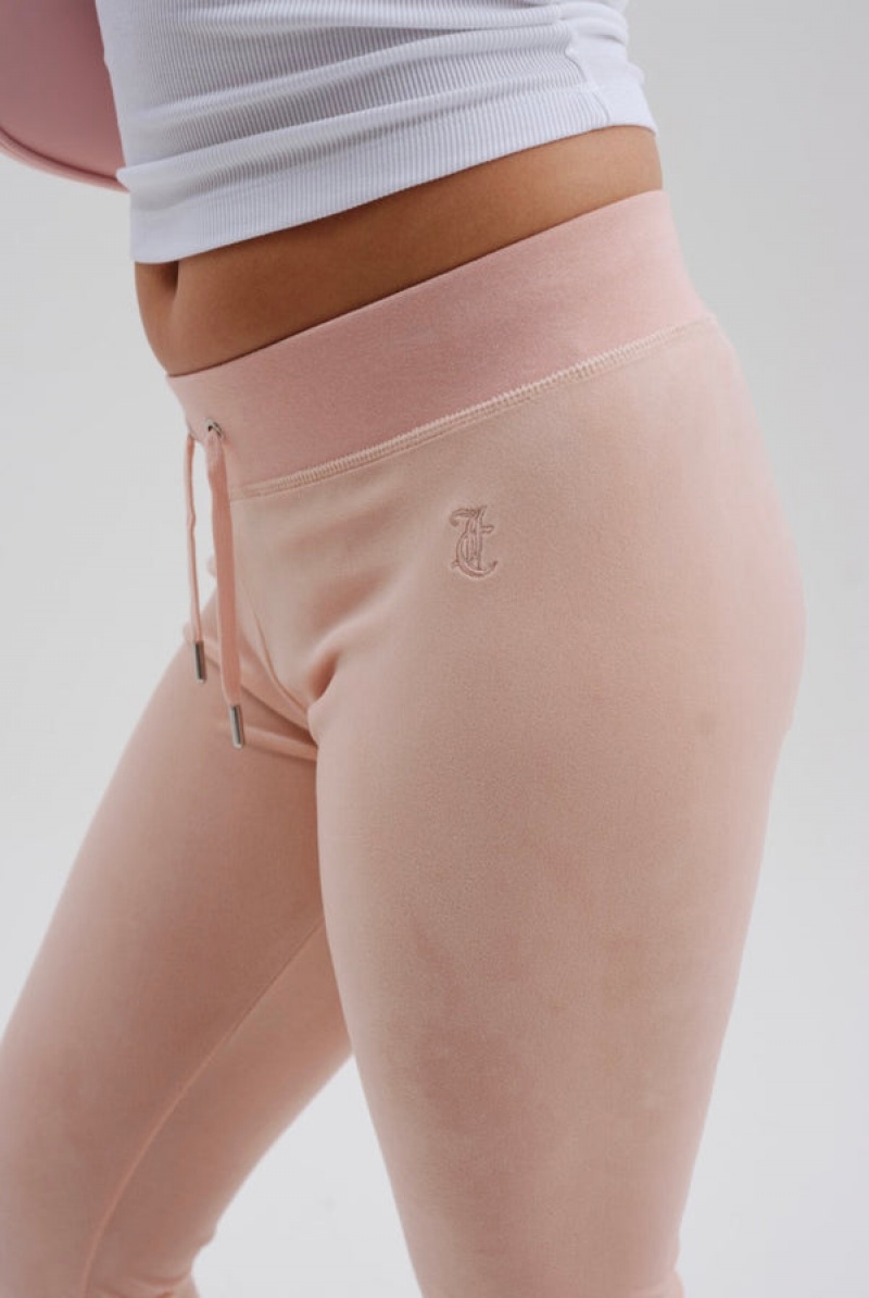 Pink Juicy Couture Low Rise Flare Classic Velour Track Pant | JC-SN652003